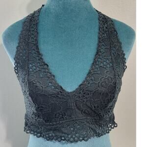 Aerie Barlette Womens Large Lace Floral Pull Over Bra No Wire Gray Barlette